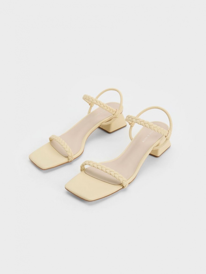 Charles And Keith Braided Back Strap Sandals Yellow | PHILIPPINES Y358