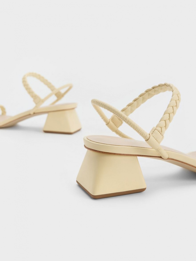 Charles And Keith Braided Back Strap Sandals Yellow | PHILIPPINES Y358