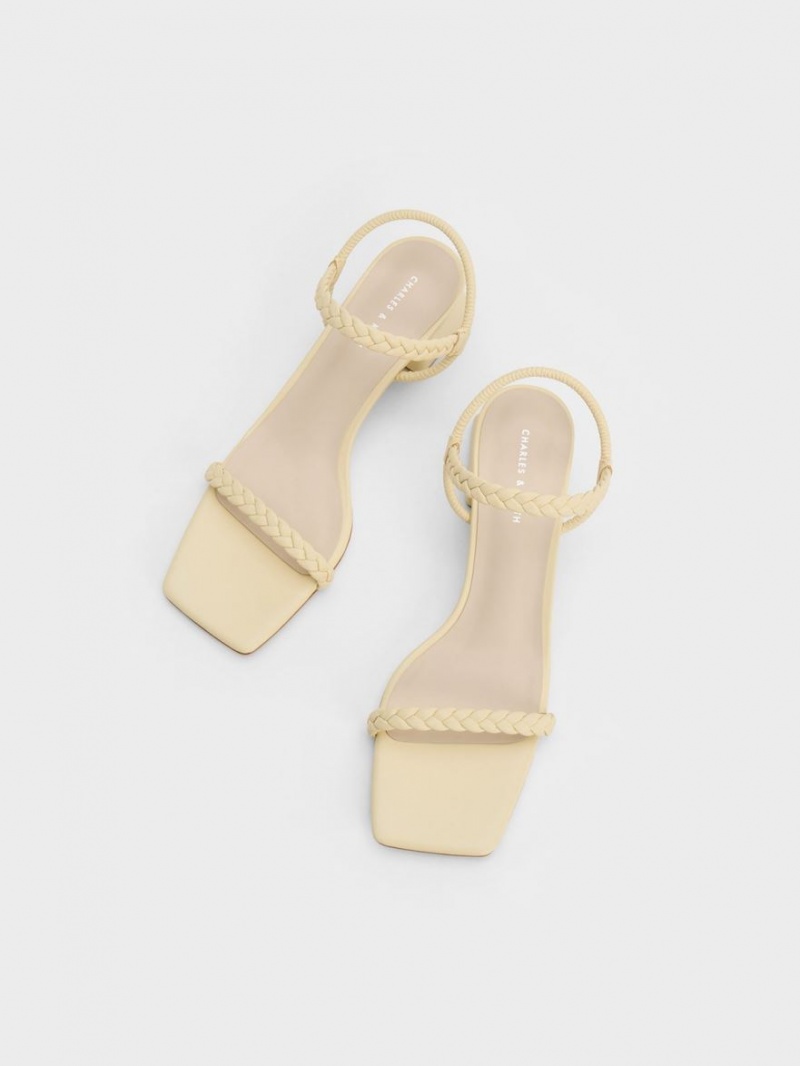 Charles And Keith Braided Back Strap Sandals Yellow | PHILIPPINES Y358