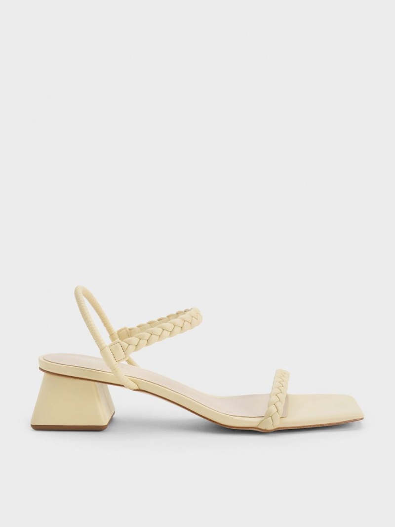 Charles And Keith Braided Back Strap Sandals Yellow | PHILIPPINES Y358