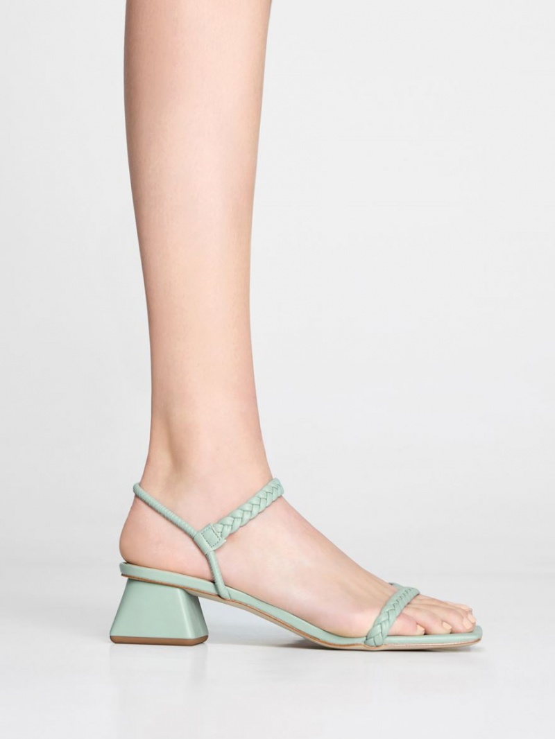 Charles And Keith Braided Back Strap Sandals Mint | PHILIPPINES S569