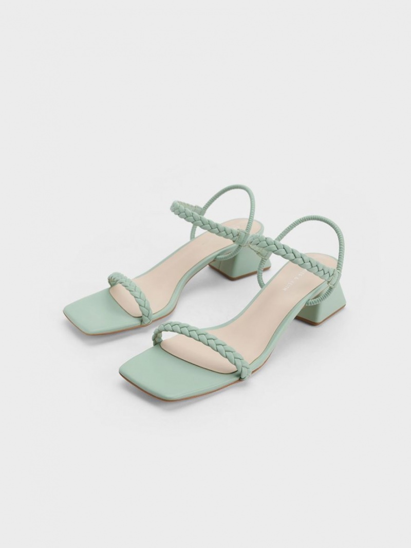 Charles And Keith Braided Back Strap Sandals Mint | PHILIPPINES S569