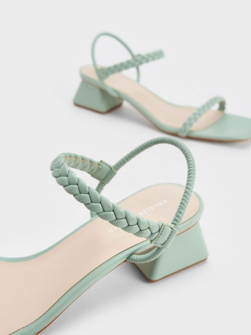 Charles And Keith Braided Back Strap Sandals Mint | PHILIPPINES S569