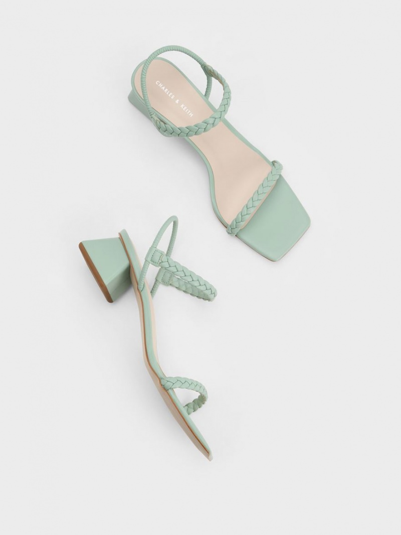 Charles And Keith Braided Back Strap Sandals Mint | PHILIPPINES S569