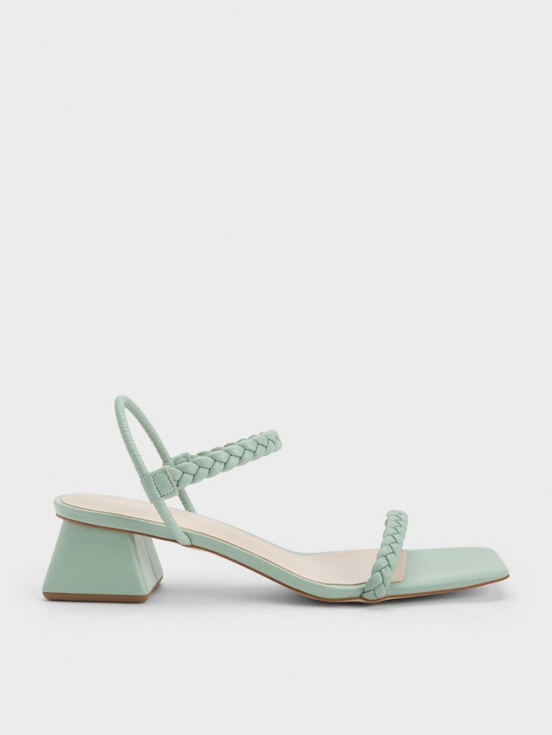 Charles And Keith Braided Back Strap Sandals Mint | PHILIPPINES S569