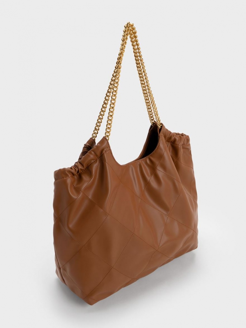 Charles And Keith Braided Handle Tote Bags Chocolate | PHILIPPINES Z581