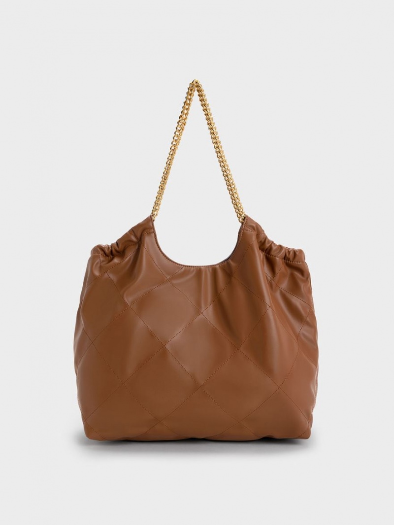 Charles And Keith Braided Handle Tote Bags Chocolate | PHILIPPINES Z581