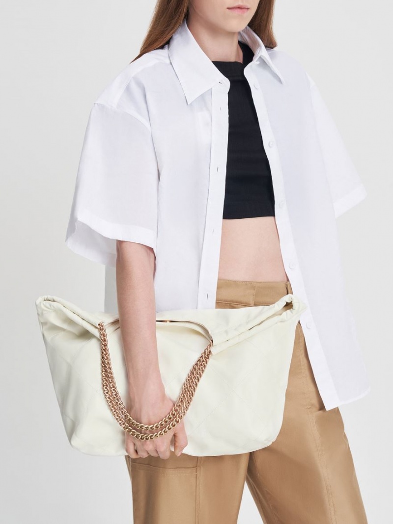 Charles And Keith Braided Handle Tote Bags White | PHILIPPINES E473