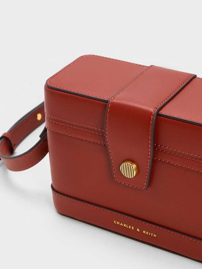 Charles And Keith Bronte Boxy Crossbody Bags Dark Red | PHILIPPINES K108