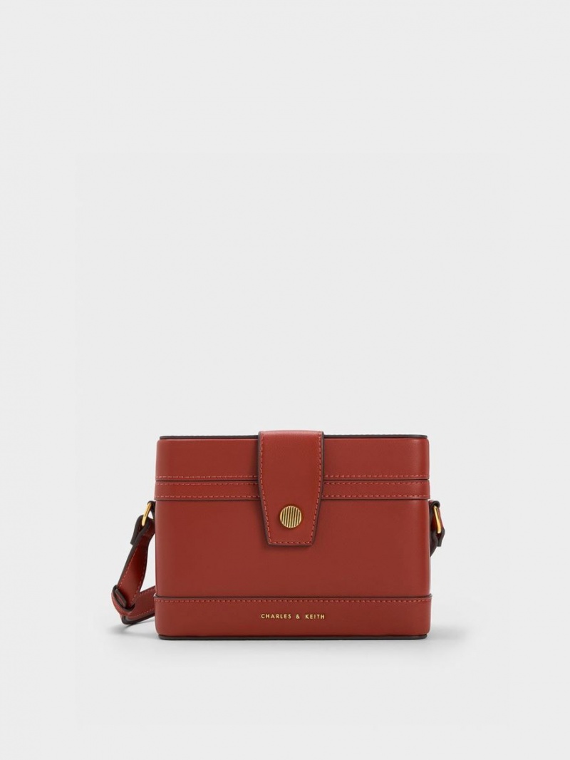 Charles And Keith Bronte Boxy Crossbody Bags Dark Red | PHILIPPINES K108