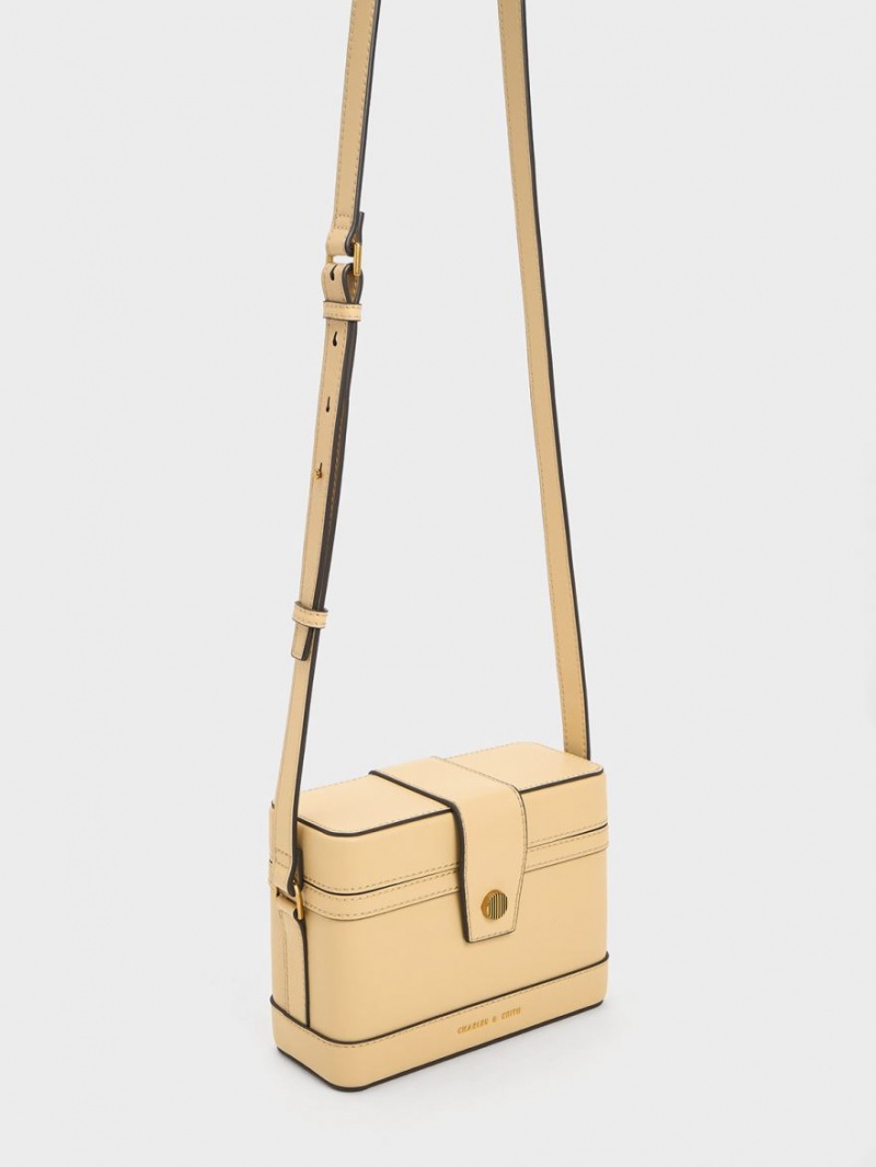 Charles And Keith Bronte Boxy Crossbody Bags Beige | PHILIPPINES L087