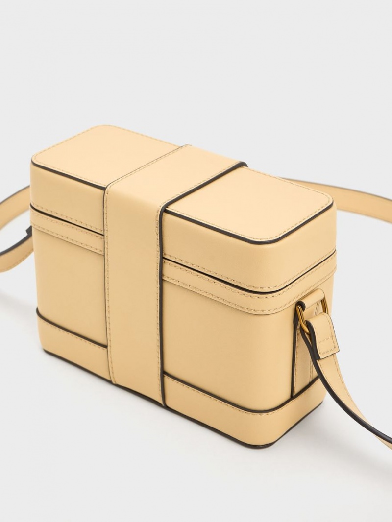 Charles And Keith Bronte Boxy Crossbody Bags Beige | PHILIPPINES L087