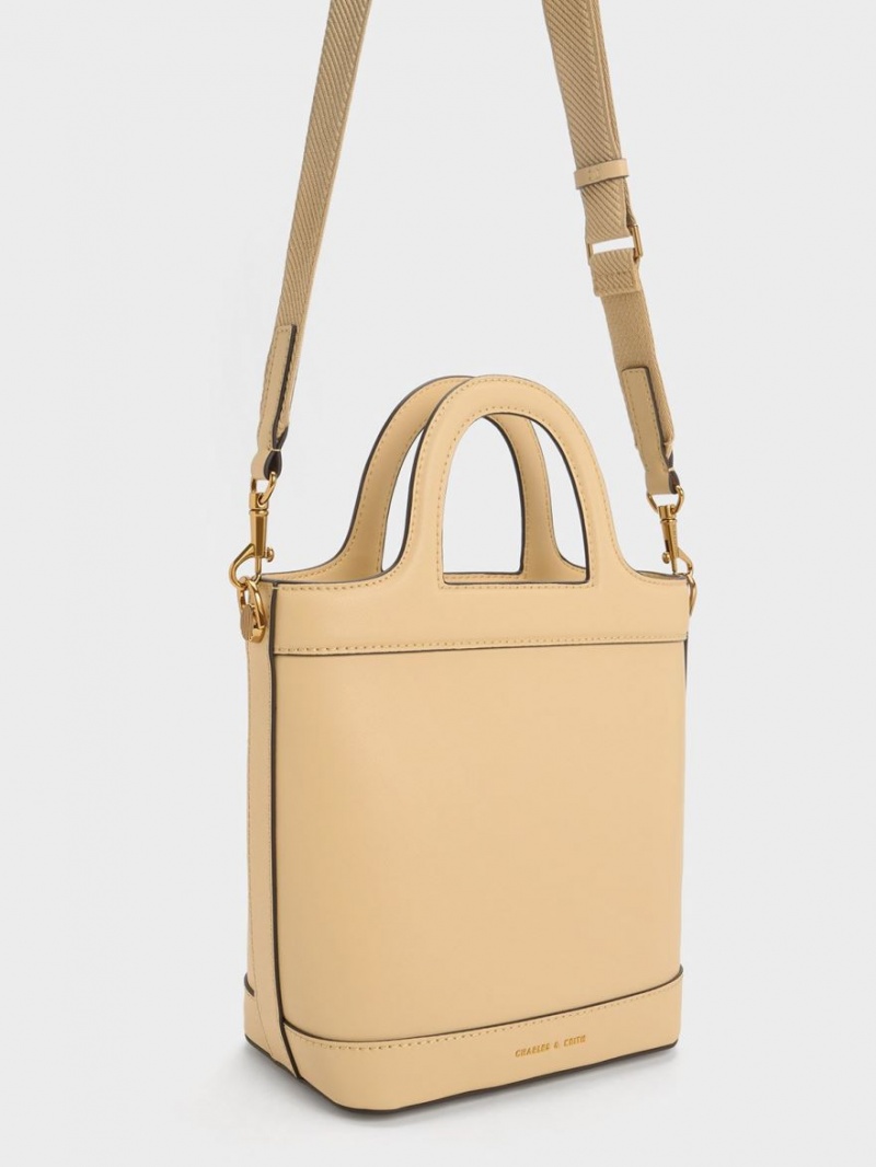 Charles And Keith Bronte Top Handle Bucket Bags Beige | PHILIPPINES D923