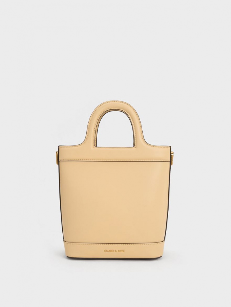 Charles And Keith Bronte Top Handle Bucket Bags Beige | PHILIPPINES D923