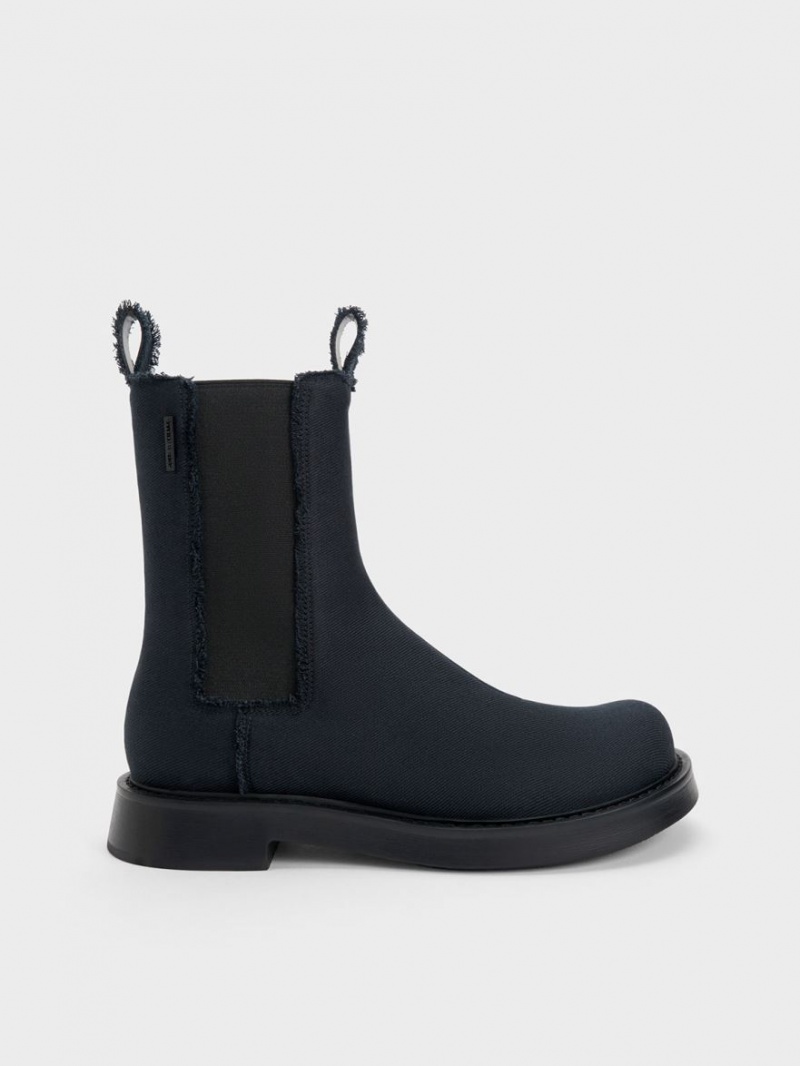 Charles And Keith Bryn Denim Chelsea Boots Dark Blue | PHILIPPINES J254