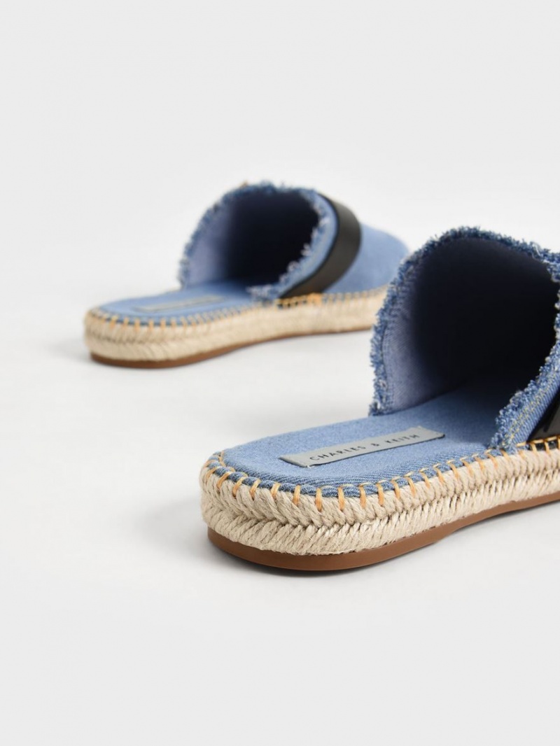 Charles And Keith Buckled Denim Espadrille Mules Blue | PHILIPPINES D315