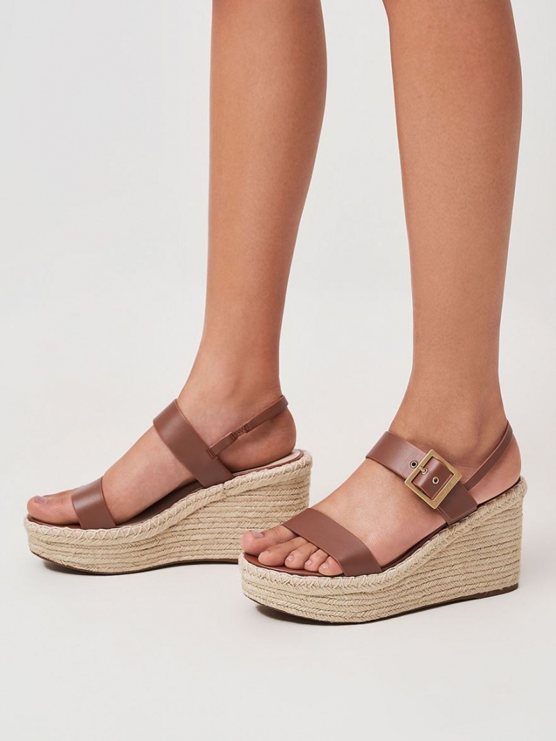 Charles And Keith Buckled Espadrille Wedges Brown | PHILIPPINES B573