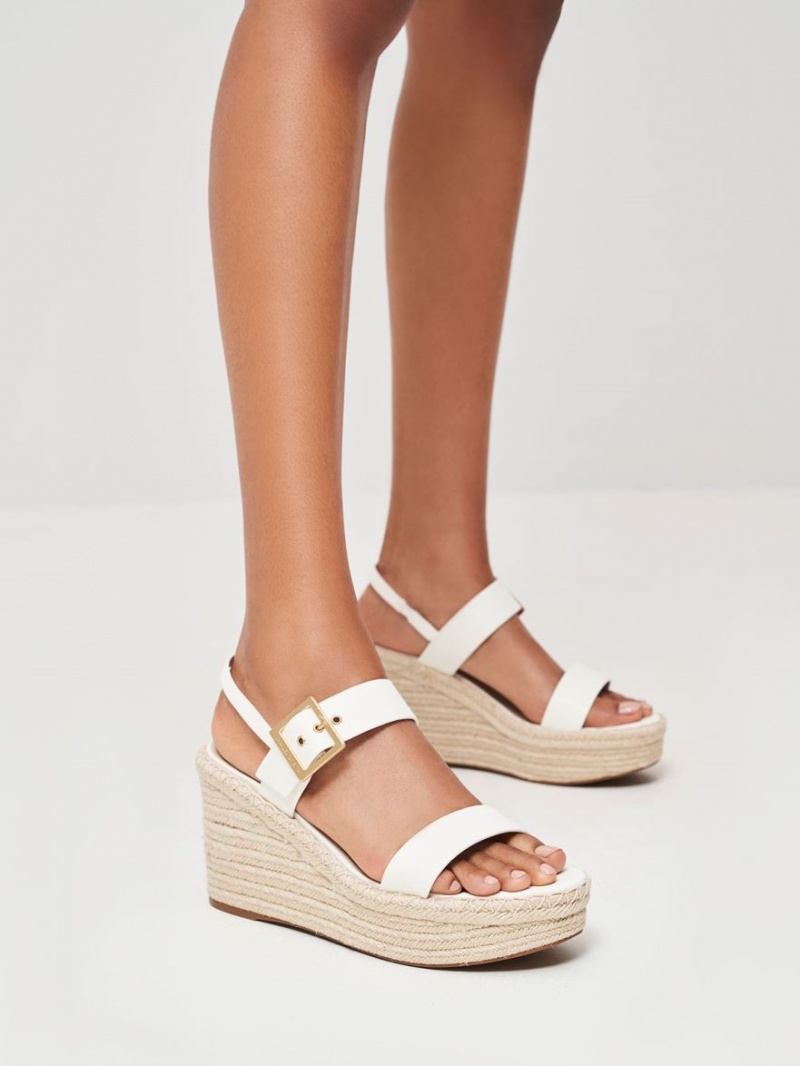 Charles And Keith Buckled Espadrille Wedges White | PHILIPPINES C048