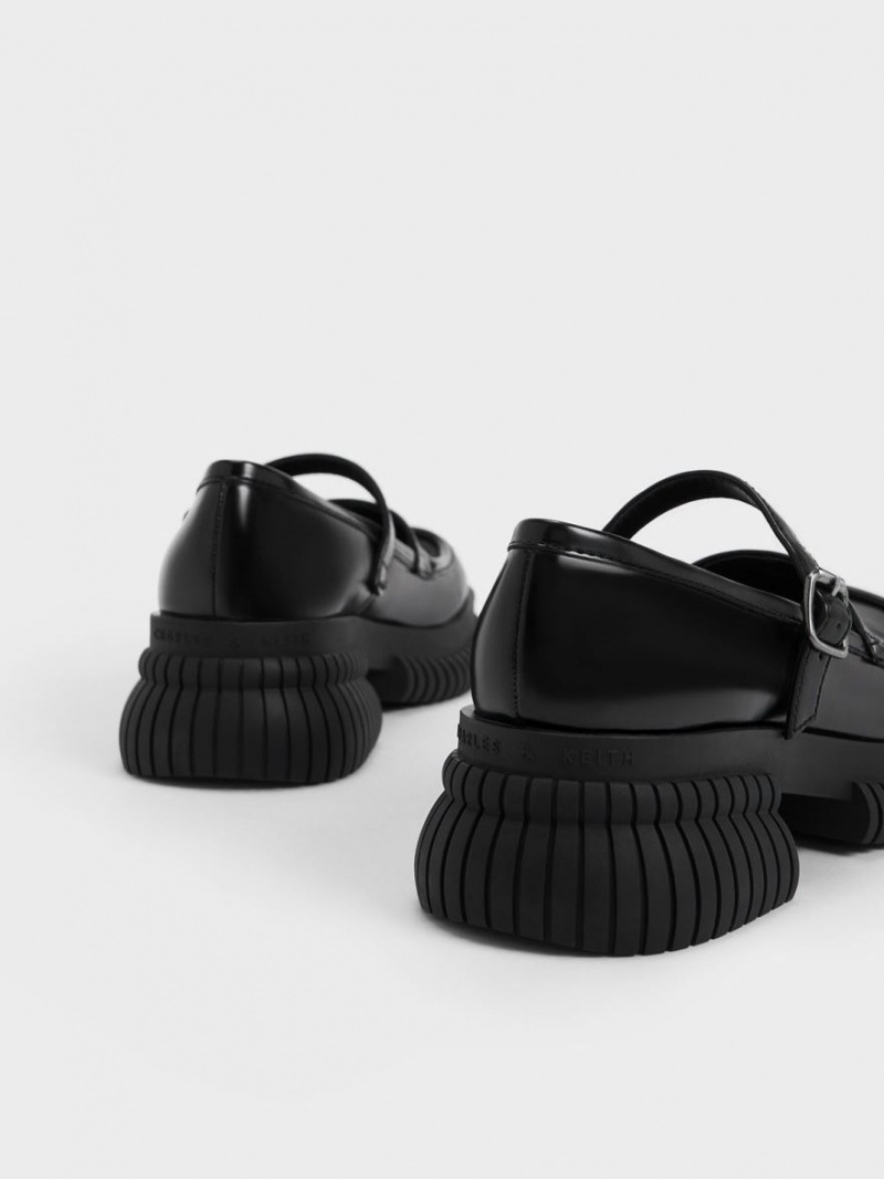 Charles And Keith Buckled Mary Jane Loafers Black | PHILIPPINES A876