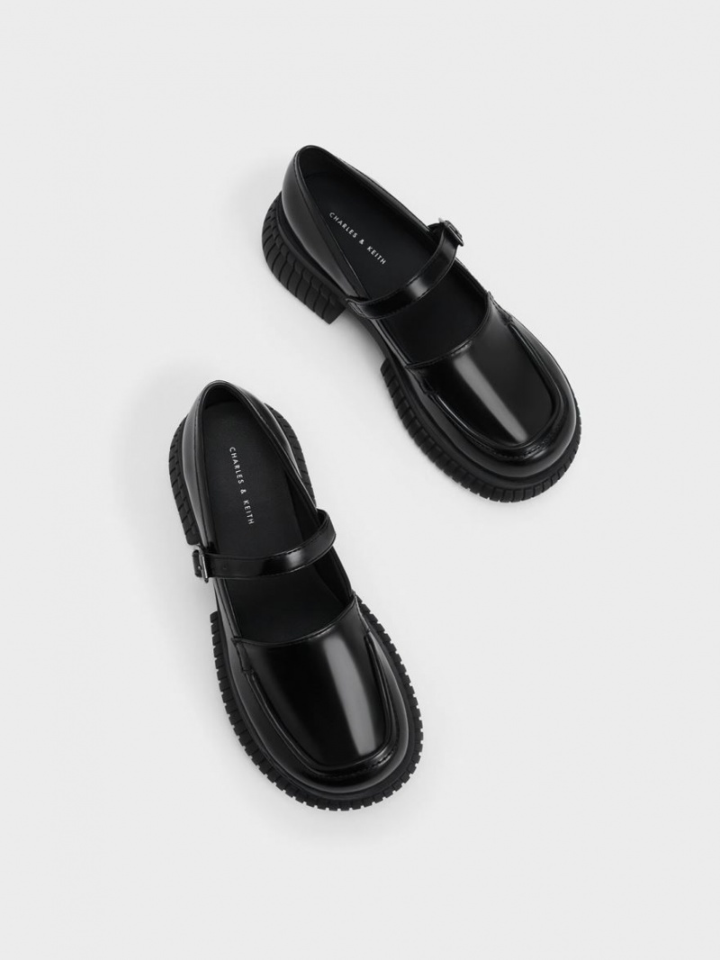 Charles And Keith Buckled Mary Jane Loafers Black | PHILIPPINES A876