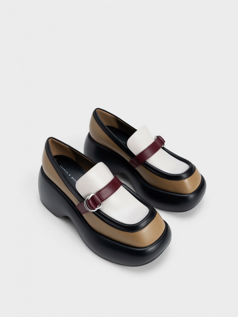 Charles And Keith Buckled Platform Penny Loafers Multicolor | PHILIPPINES B930