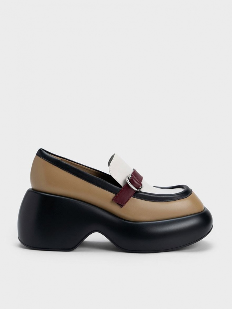 Charles And Keith Buckled Platform Penny Loafers Multicolor | PHILIPPINES B930