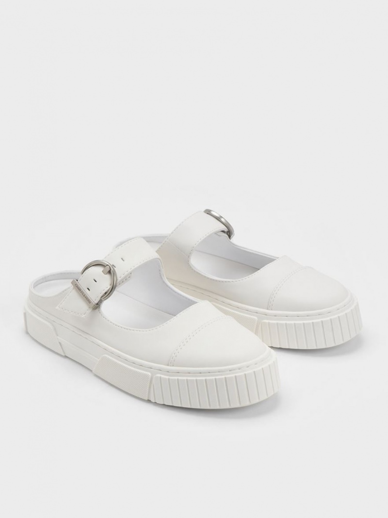 Charles And Keith Buckled Slip On Sneakers White | PHILIPPINES O385