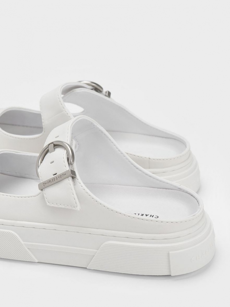 Charles And Keith Buckled Slip On Sneakers White | PHILIPPINES O385