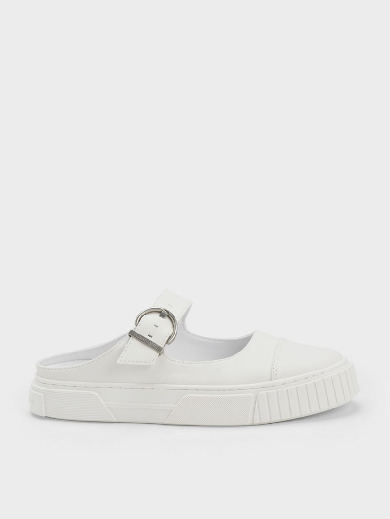 Charles And Keith Buckled Slip On Sneakers White | PHILIPPINES O385