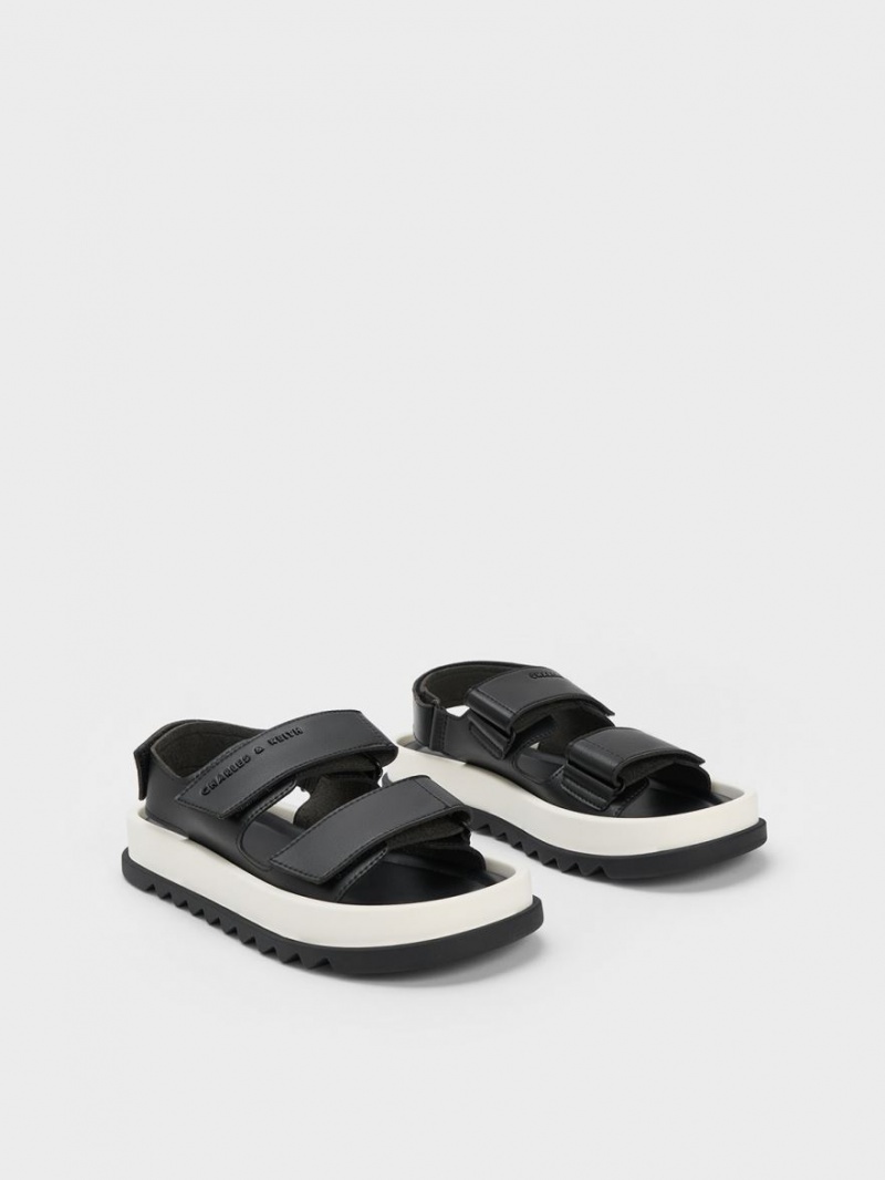 Charles And Keith Buckled Sports Platform Sandals Black | PHILIPPINES P678