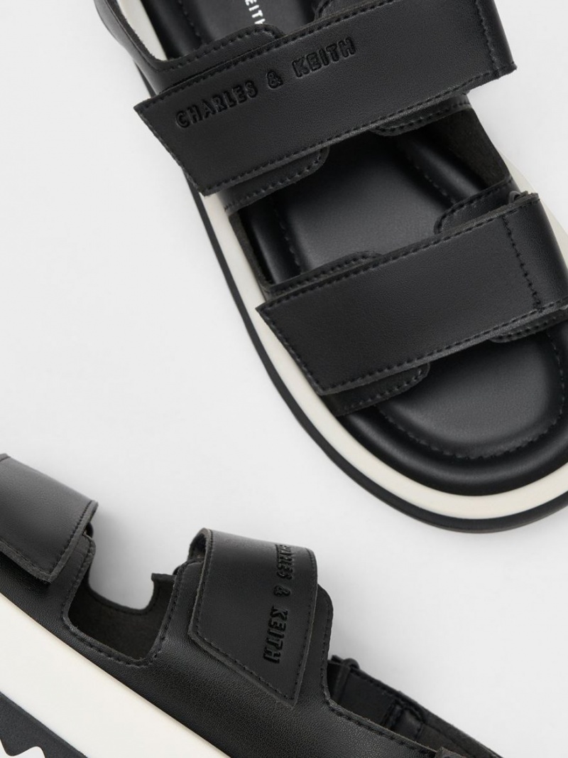 Charles And Keith Buckled Sports Platform Sandals Black | PHILIPPINES P678