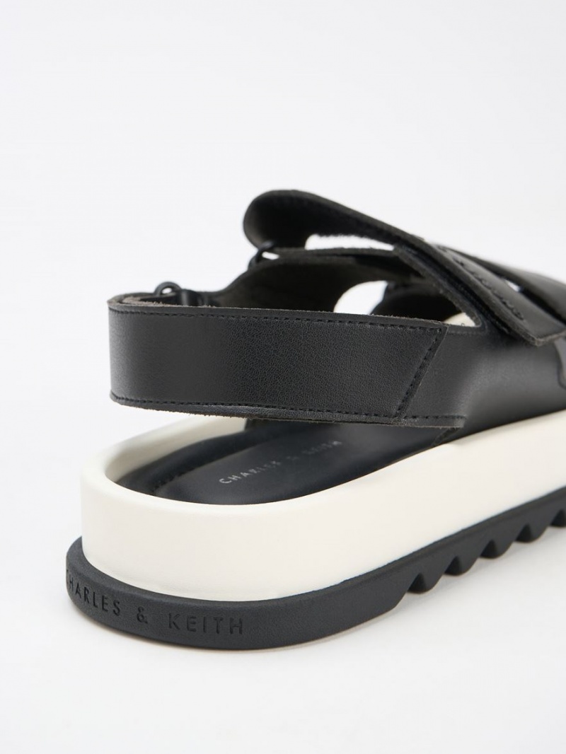 Charles And Keith Buckled Sports Platform Sandals Black | PHILIPPINES P678