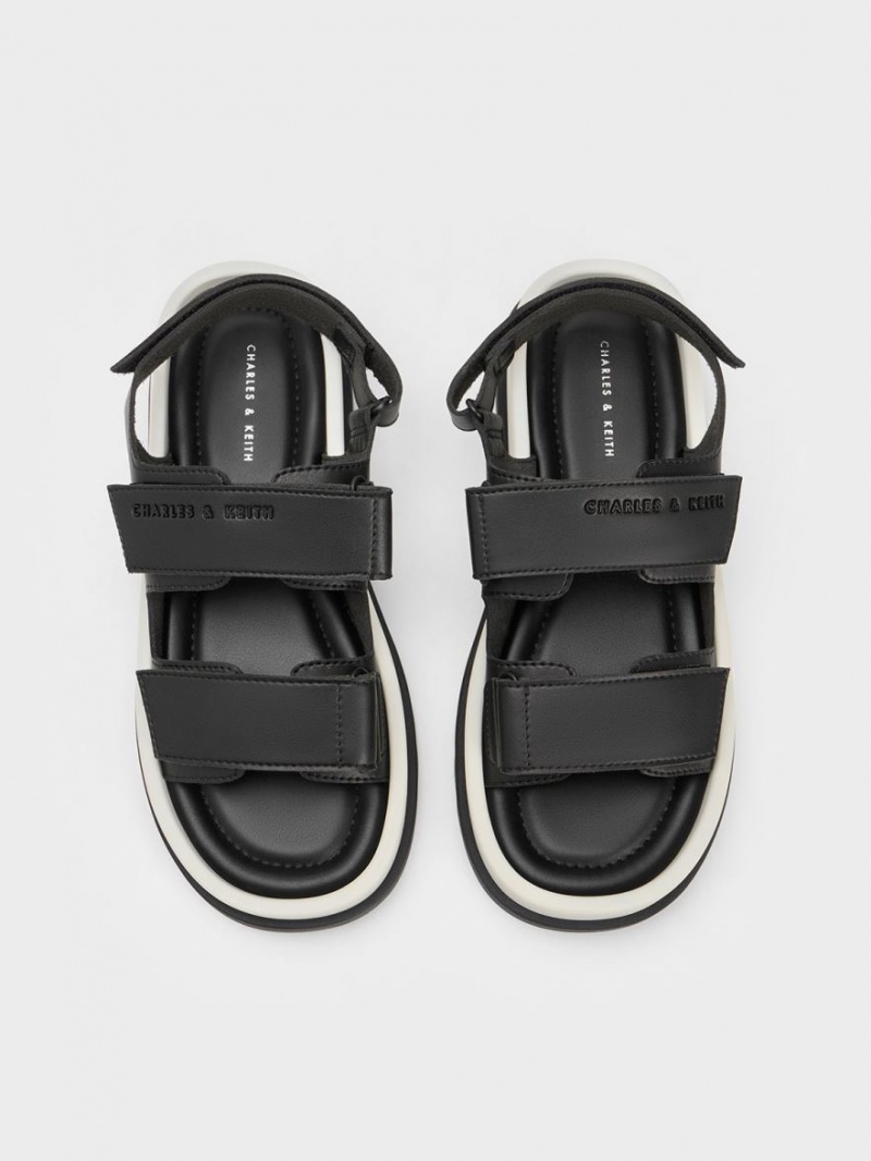 Charles And Keith Buckled Sports Platform Sandals Black | PHILIPPINES P678