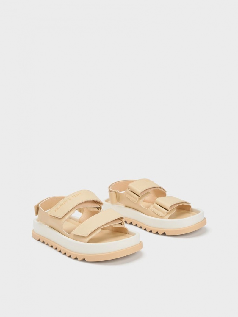 Charles And Keith Buckled Sports Platform Sandals Beige | PHILIPPINES V438