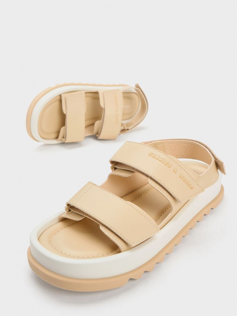 Charles And Keith Buckled Sports Platform Sandals Beige | PHILIPPINES V438