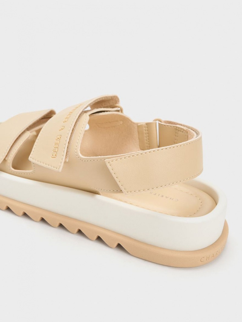 Charles And Keith Buckled Sports Platform Sandals Beige | PHILIPPINES V438