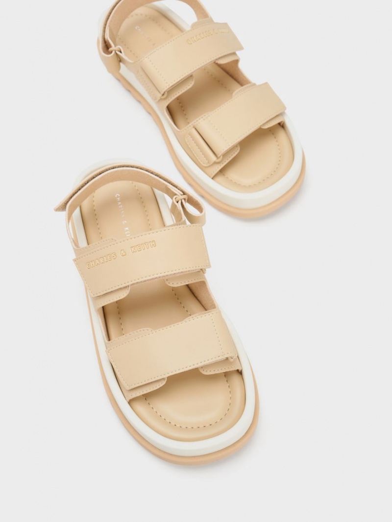 Charles And Keith Buckled Sports Platform Sandals Beige | PHILIPPINES V438