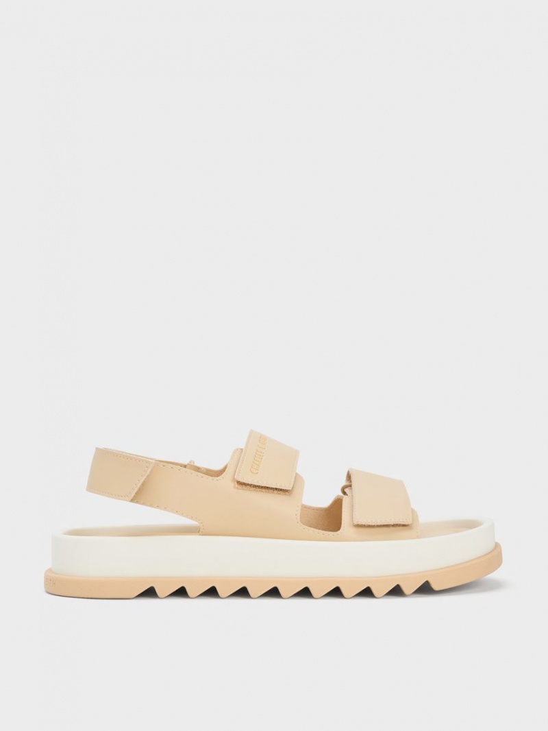 Charles And Keith Buckled Sports Platform Sandals Beige | PHILIPPINES V438