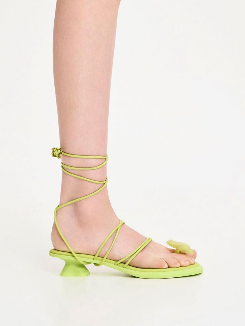 Charles And Keith Butterfly Tie-Around Flat Sandals Light Green | PHILIPPINES F317