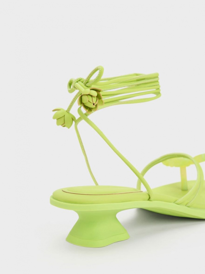 Charles And Keith Butterfly Tie-Around Flat Sandals Light Green | PHILIPPINES F317