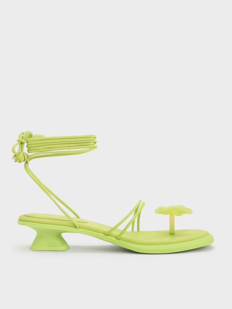 Charles And Keith Butterfly Tie-Around Flat Sandals Light Green | PHILIPPINES F317