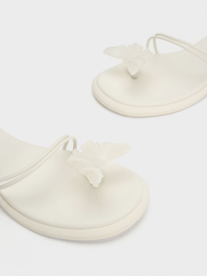 Charles And Keith Butterfly Tie-Around Flat Sandals White | PHILIPPINES G217