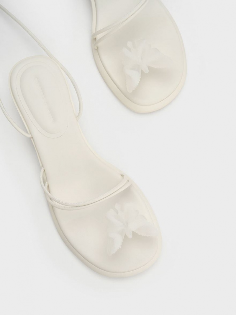 Charles And Keith Butterfly Tie-Around Flat Sandals White | PHILIPPINES G217