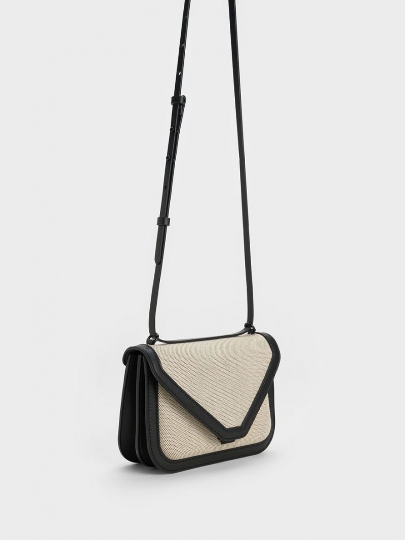 Charles And Keith Camelia Canvas Envelope Crossbody Bags Beige | PHILIPPINES H543