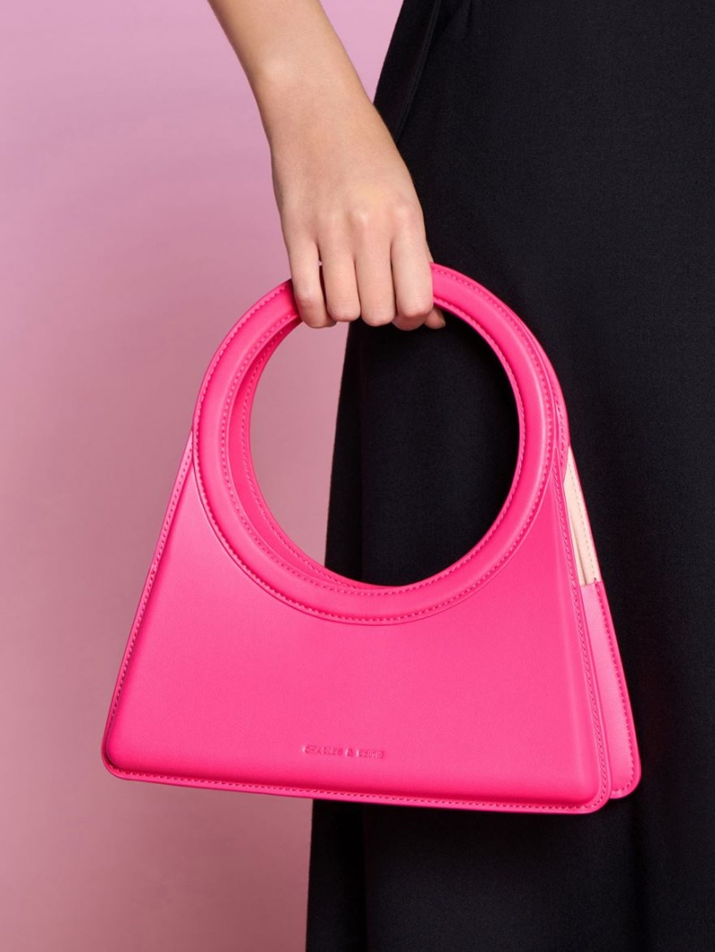 Charles And Keith Camelia Circle Handle Geometric Tote Bags Fuchsia | PHILIPPINES N405