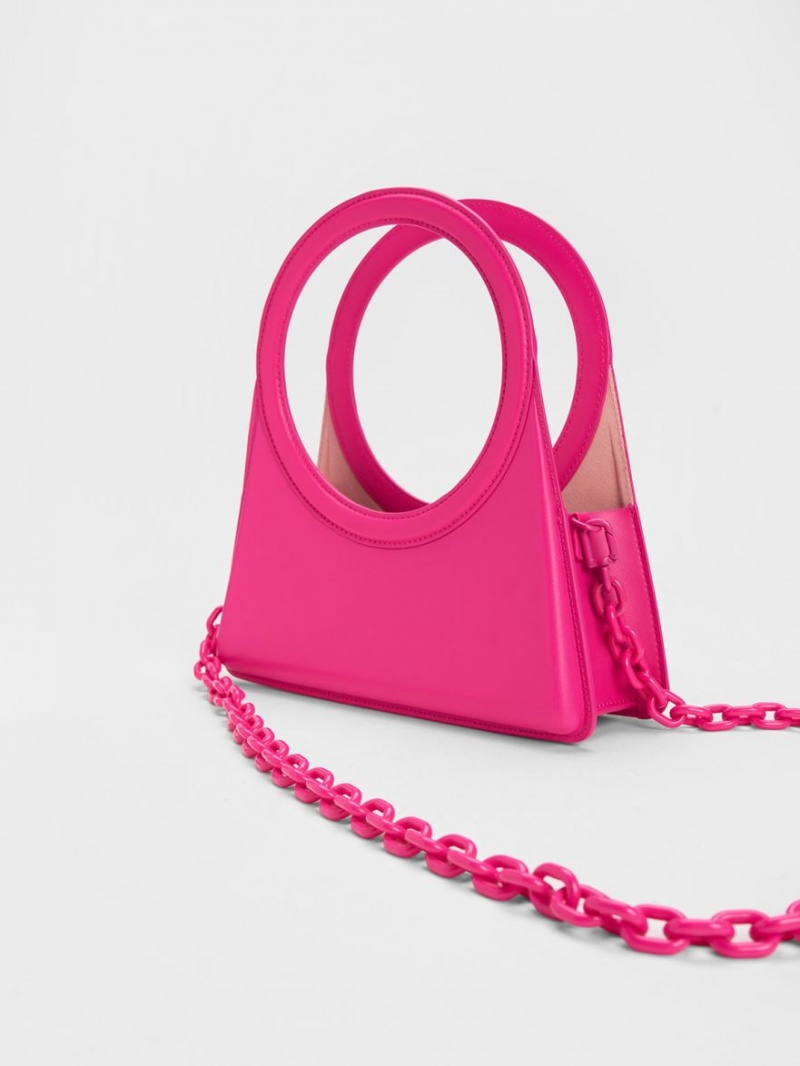 Charles And Keith Camelia Circle Handle Geometric Tote Bags Fuchsia | PHILIPPINES N405