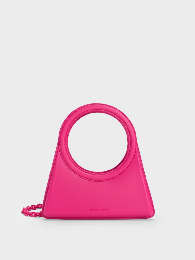 Charles And Keith Camelia Circle Handle Geometric Tote Bags Fuchsia | PHILIPPINES N405