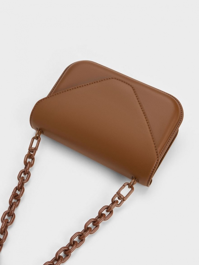 Charles And Keith Camelia Envelope Crossbody Bags Chocolate | PHILIPPINES V809