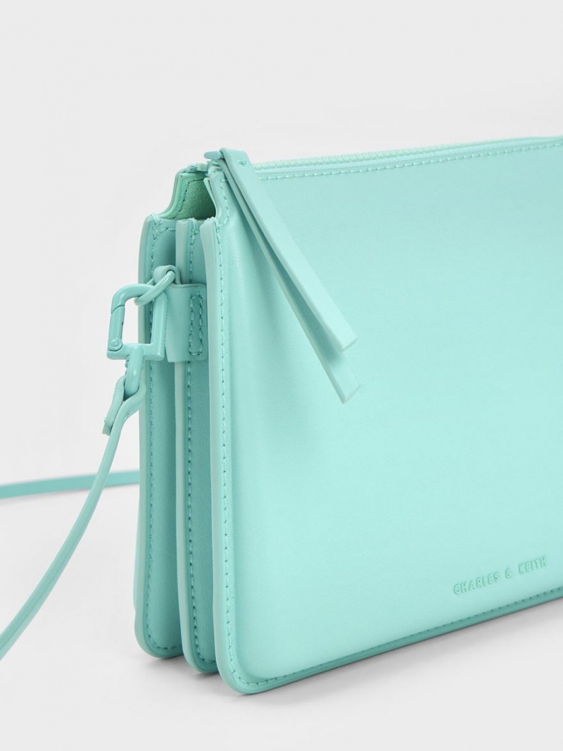 Charles And Keith Camelia Trapeze Crossbody Bags Turquoise | PHILIPPINES T279