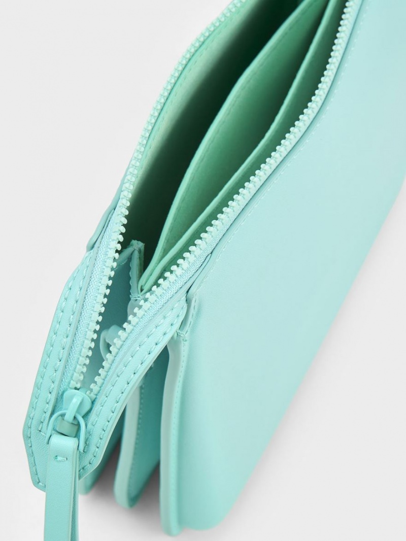 Charles And Keith Camelia Trapeze Crossbody Bags Turquoise | PHILIPPINES T279